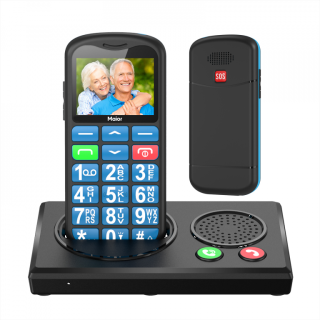 Maior Seniorentelefoon 4G + Docking Station blue/black
