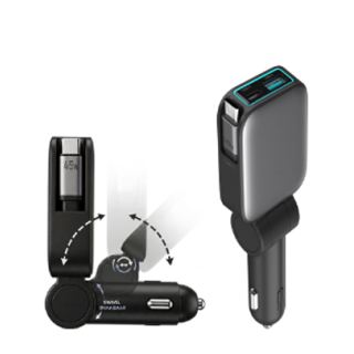 iNcentive 45W Rotatable Car Charger + Retractable USB-C Cable (VT334)