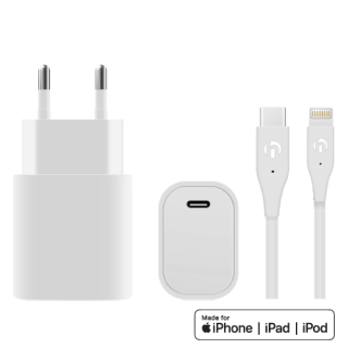 iNcentive Travel Adapter 20W USB-C + USB-C to Lightning Cable Apple MFI certified (VT394) Opvolger van HLVT395