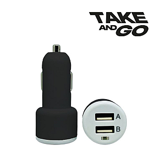 Take and Go USB-A Dual autolader 2.1A zwart