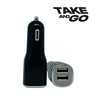Take and Go USB-A Dual autolader 3.1A zwart