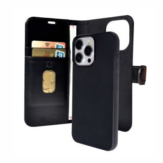 Platina Real Leather 2-in-1 Wallet (MagSafe Compatible) for iPhone 17 Pro Max 18 Pro Max Black