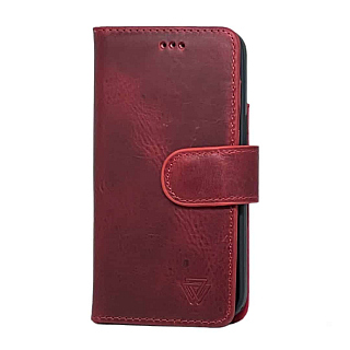 Platina Wallet Case 100% leer for iPhone 13 Pro Red