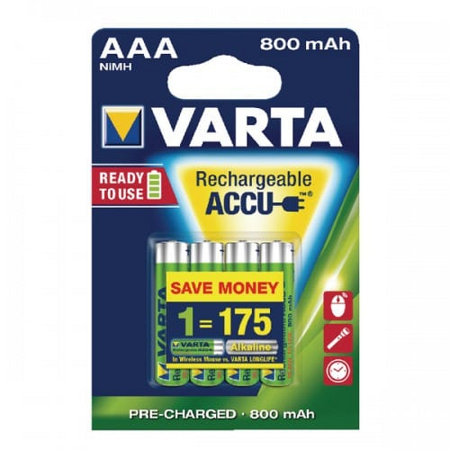Varta Rechargeable accu AAA 800mAh ready 2 use NiMH (4 pack)