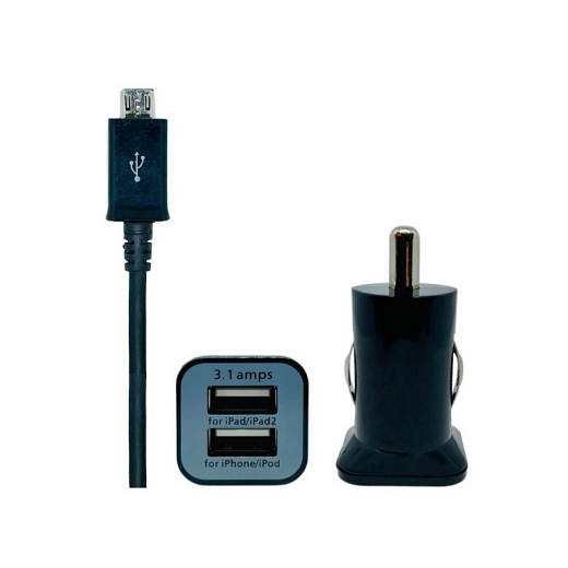 iNcentive Car Charger 3.1A & USB-A to Micro Cable 1 meter Black (VT-215)