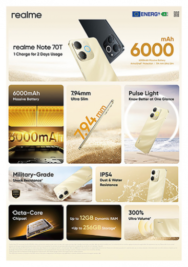 Realme Note 70T 4G 4GB 256GB Obsidian Black