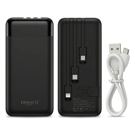 Mobile Powerbank 20.000 mAh incl. cables (Lightning / USB-C / Micro) Black B5