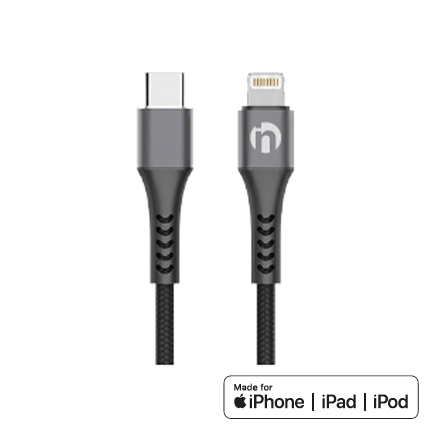 iNcentive Nylon Braided Kevlar Cable USB-C to Lightning 1 meter Apple MFI certified (VT374)