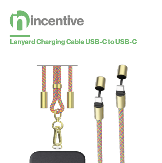 iNcentive 2-in-1 Lanyard Charging Cable USB-C to USB-C 1 meter (VT020)