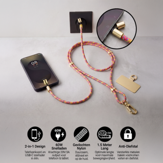 iNcentive 2-in-1 Lanyard Charging Cable USB-C to USB-C 1 meter (VT020)