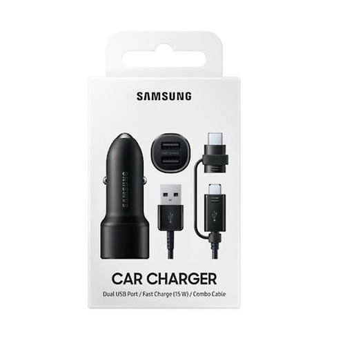 Car Charger Dual USB Port 15W + Combo Cable USB-C & Micro-USB EP-L1100WBEGEU Blister