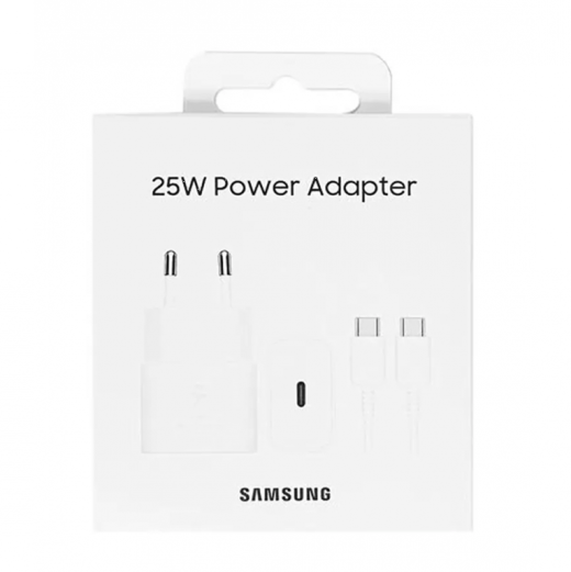 Travel Adapter Fast Charger USB-C 25W + USB-C to USB-C Cable EP-T2510XWEGEU White Blister
