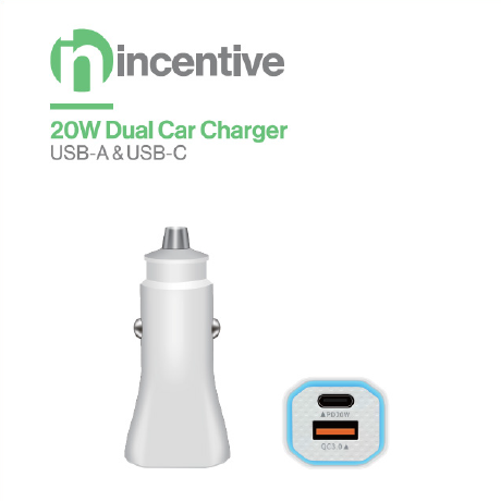 iNcentive Dual Car Adapter 20W USB-A & USB-C (VT332)