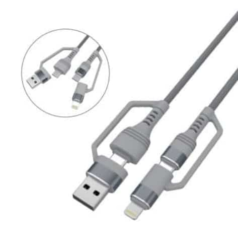 iNcentive Strong Nylon Multifunctional charging Cable 1 meter (USB-A / USB-C / Lightning) Grey (VT010)