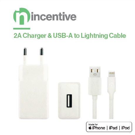 iNcentive Travel Adapter 2.1A + USB-A to Lightning Cable MFI (VT295)