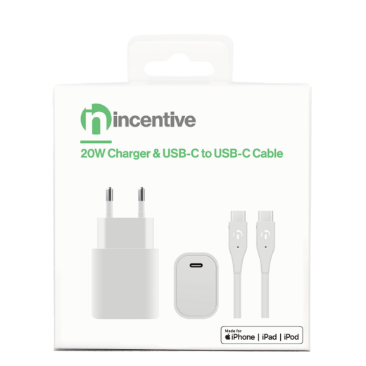 iNcentive Travel Adapter 20W PD USB-C + USB-C to USB-C Cable (VT396)