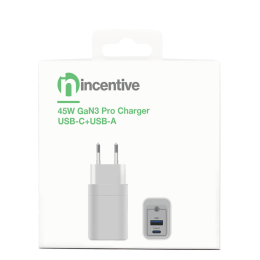 iNcentive Travel Adapter 45W GaN3 Pro 1x USB-C & 1x USB-A (VT401)