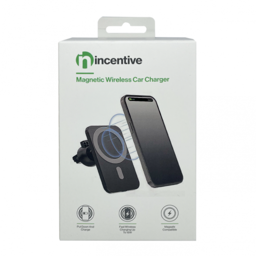 iNcentive Magnetic Wireless Car Charger 15W Black (MagSafe Compatible) (VT700)
