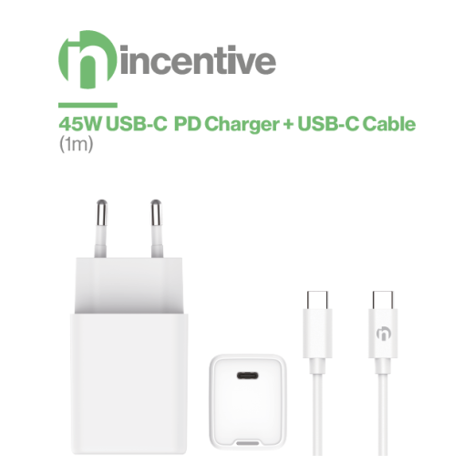 iNcentive Travel Adapter 45W PD USB-C + USB-C to USB-C Cable (VT398)