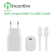 iNcentive Travel Adapter 20W PD USB-C + USB-C to USB-C Cable (VT396)